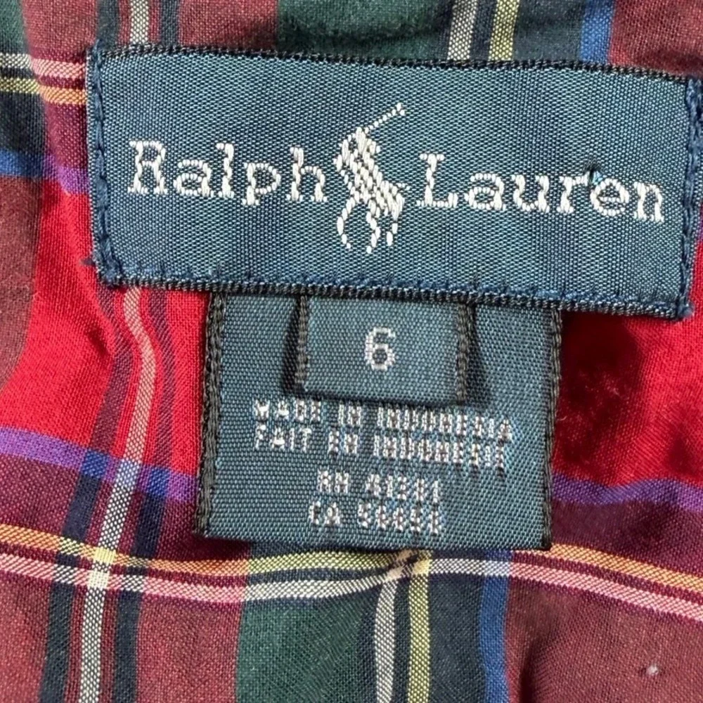 Ralph Lauren Boys Red Plaid Cotton Button Down Shirt Size 6 Pony Holiday Preppy